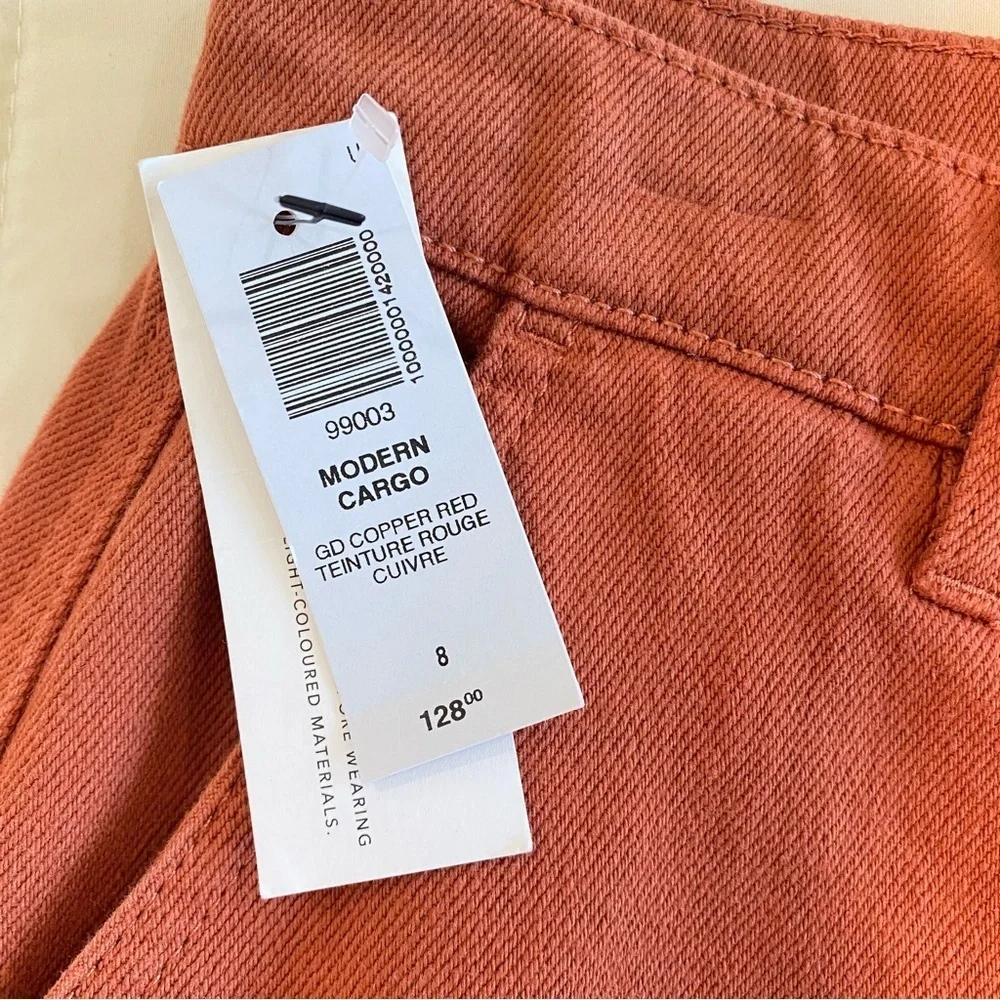 Aritzia Wilfred Free Modern Cargo Pant Rust Red Brown Button Fly High Rise